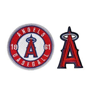 (2) Anaheim Angels MLB Team + circle Logo Embroidered 3in Iron / Sew-On Patch